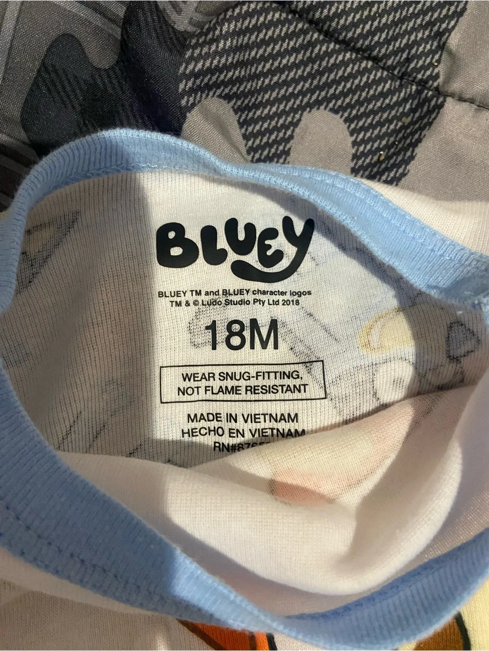 Kids Cartoon Bluey Pajama Set - Light Blue & White